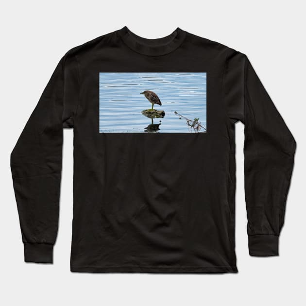 Juvenile Black-crowned Night-Heron Long Sleeve T-Shirt by BackyardBirder